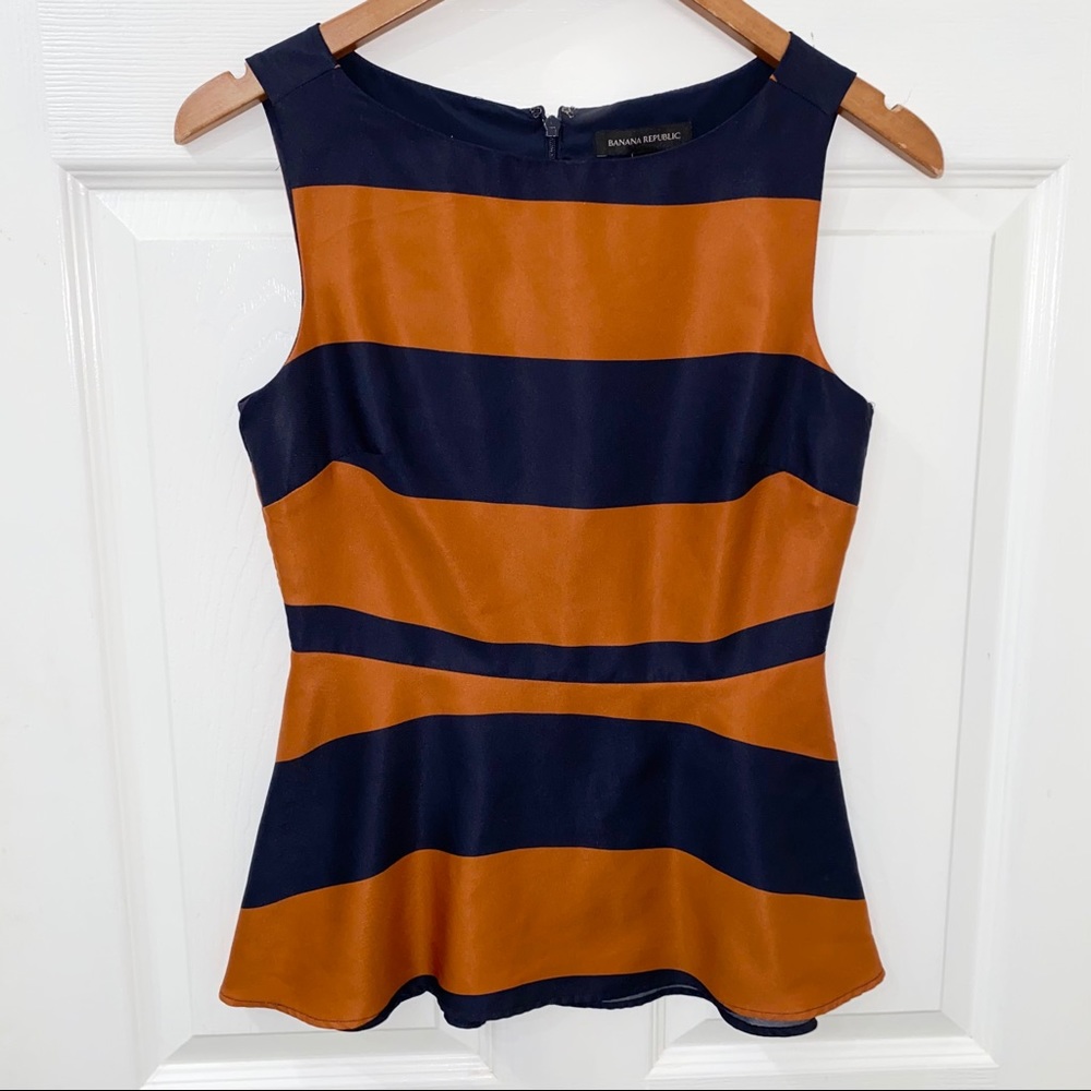 Banana Republic Orange and Black Striped Blouse